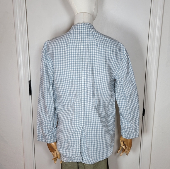 Madewell 100% Linen Oversized Collarless Gingham Blazer Size XS - Picture 7 of 11